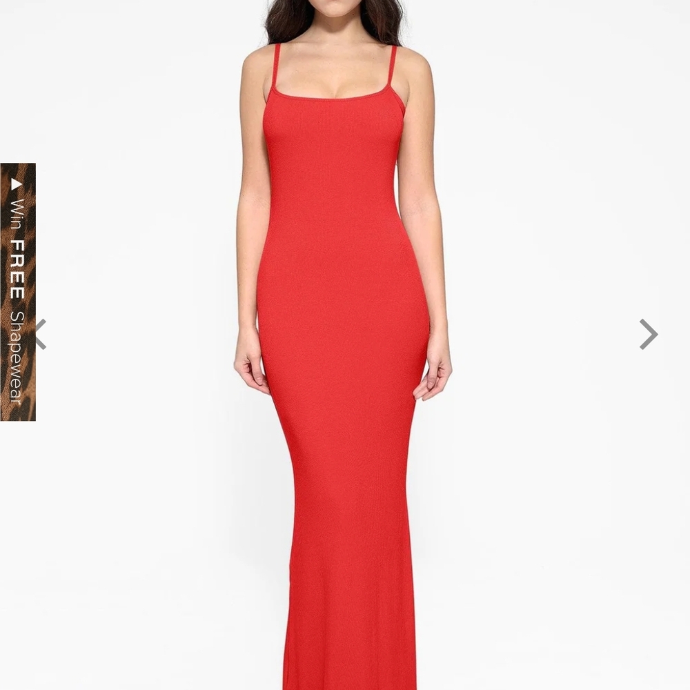 Red Bodycon Maxi Dress with Spaghetti Straps